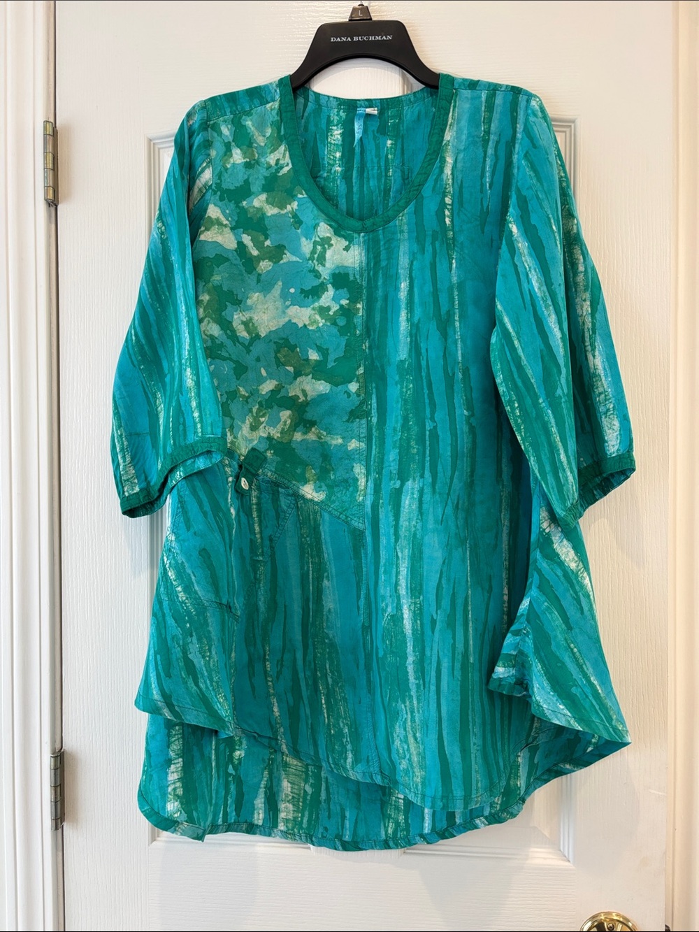 Blue Sky Teal & Aqua Patterned Tunic Top